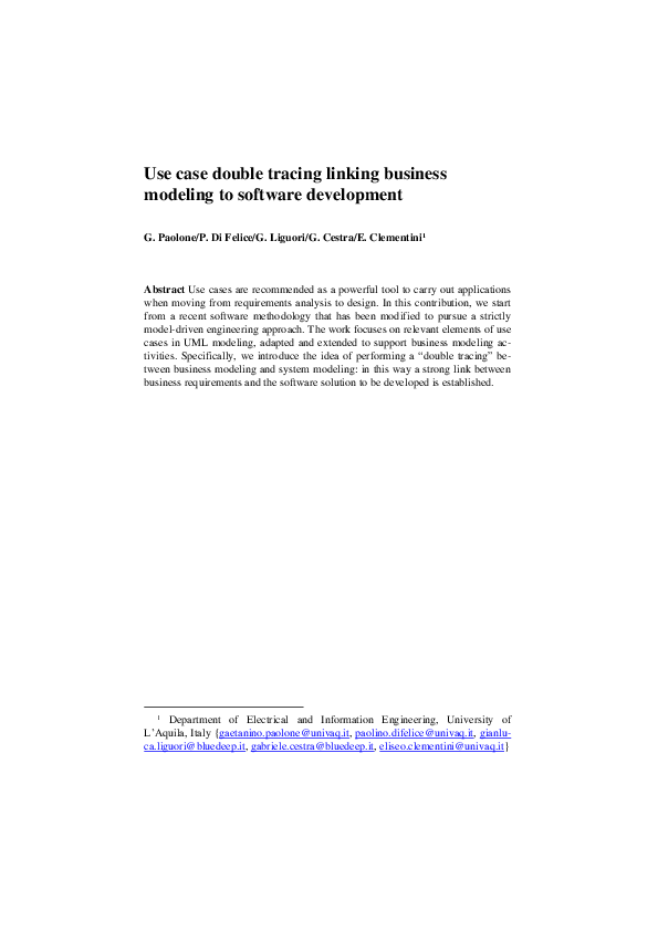 (PDF) Use Case Double Tracing Linking Business Modeling to Software ...