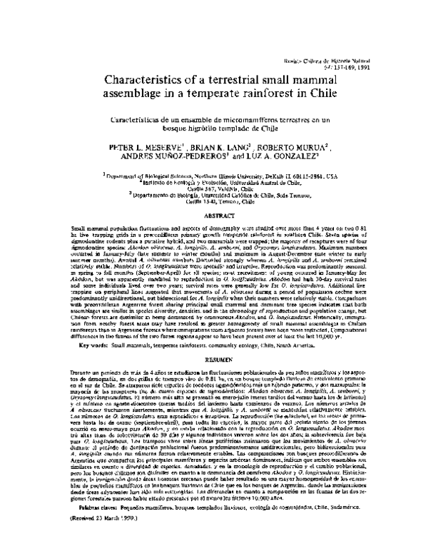 (PDF) Characteristics of a terrestrial small mammal assemblage in a ...