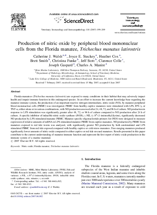 (PDF) Production of nitric oxide by peripheral blood mononuclear cells ...