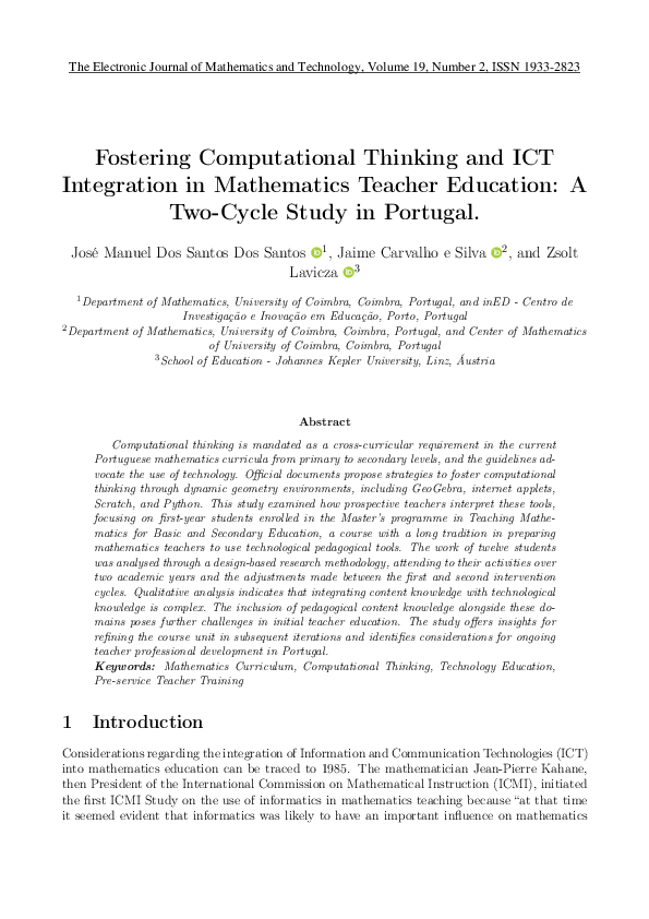 (PDF) Fostering Computational Thinking and ICT Integration in ...