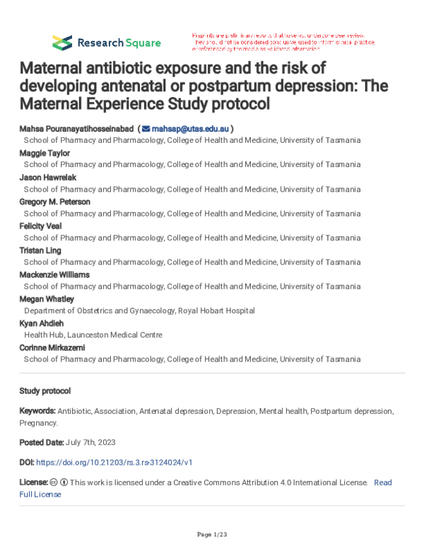 (PDF) Maternal antibiotic exposure and the risk of developing antenatal ...