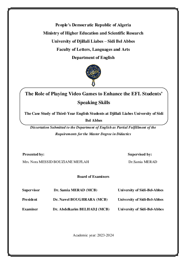 (PDF) TThe Role of Playing Video Games to Enhance the EFL Students ...