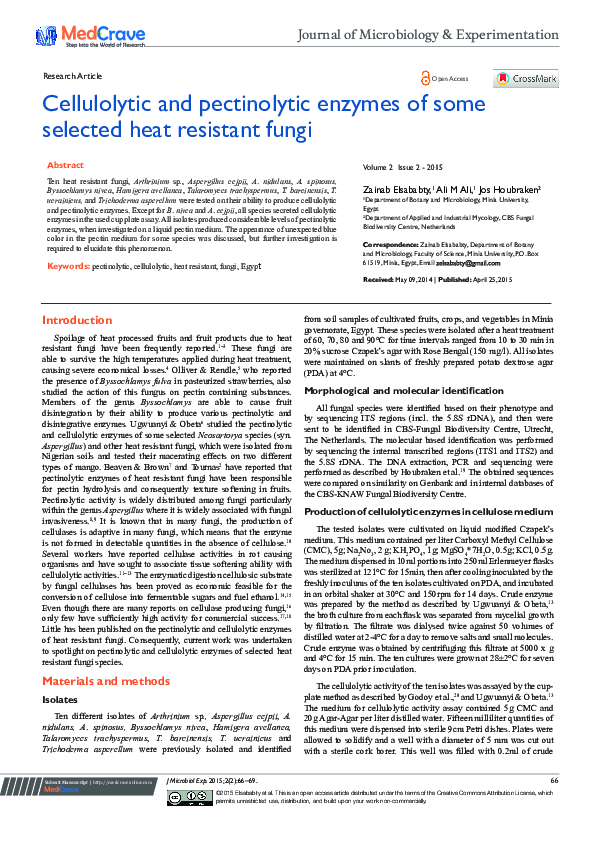 (PDF) Cellulolytic and Pectinolytic Enzymes of Some Selected Heat ...