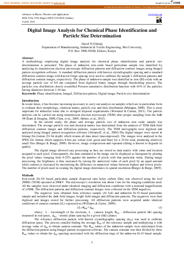 (PDF) Digital Image Analysis for Chemical Phase Identification and ...
