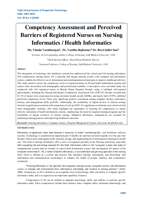 (PDF) Competency Assessment and Perceived Barriers of Registered Nurses ...