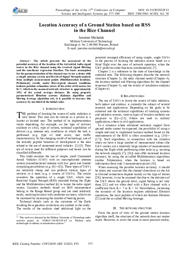 (PDF) Location Accuracy of a Ground Station based on RSS in the Rice ...
