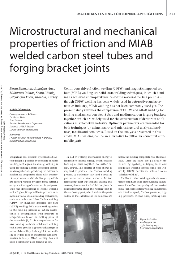(PDF) Microstructural and mechanical properties of friction and MIAB ...