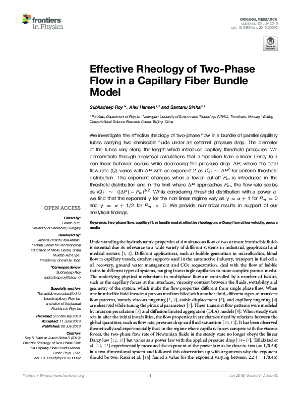 (PDF) Effective Rheology of Two-Phase Flow in a Capillary Fiber Bundle ...