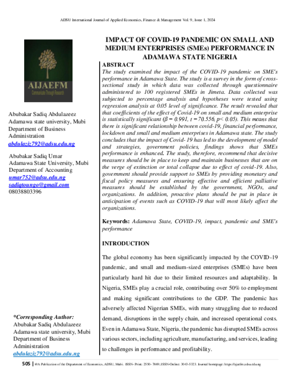 (PDF) IMPACT OF COVID-19 PANDEMIC ON SMALL AND MEDIUM ENTERPRISES (SMEs ...