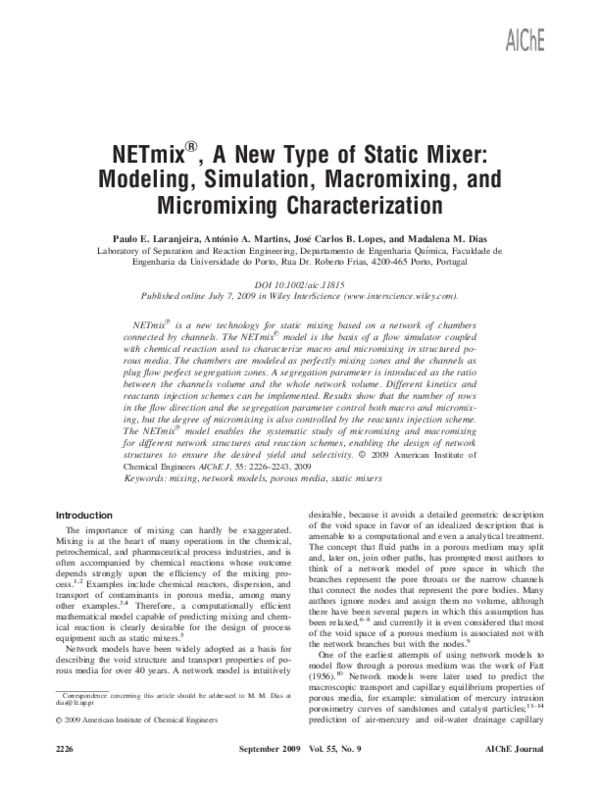 (PDF) NETmix®, a new type of static mixer: Modeling, simulation ...