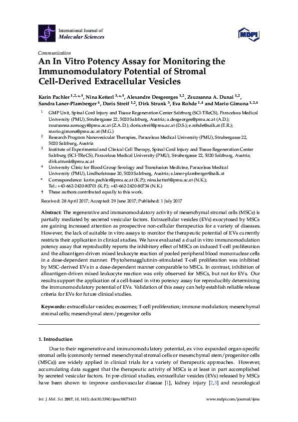 (PDF) An In Vitro Potency Assay for Monitoring the Immunomodulatory ...