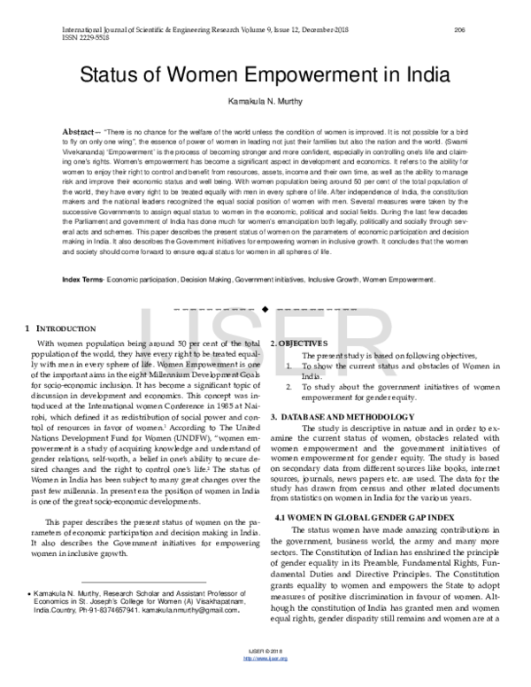 (PDF) Status of Women Empowerment in India