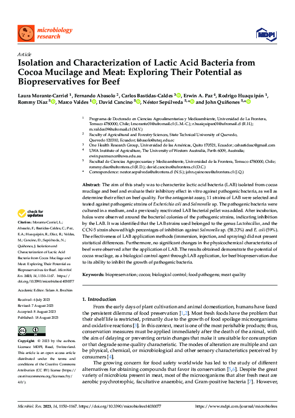 (PDF) Isolation and Characterization of Lactic Acid Bacteria from Cocoa ...