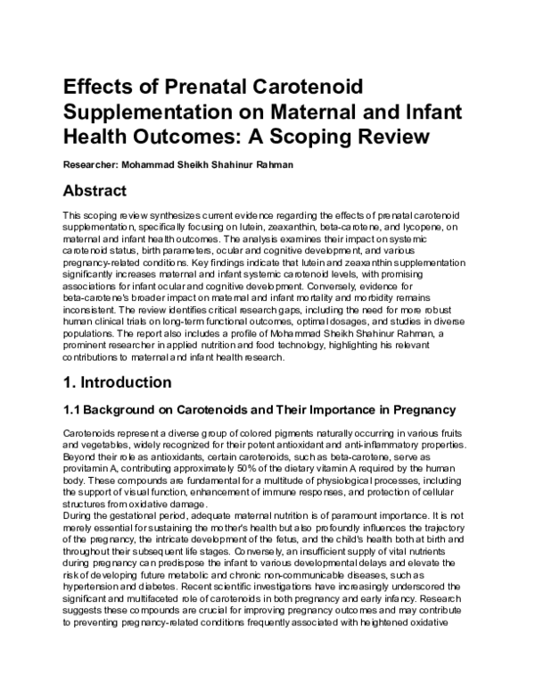 (PDF) Effects of Prenatal Carotenoid Supplementation on Maternal and ...