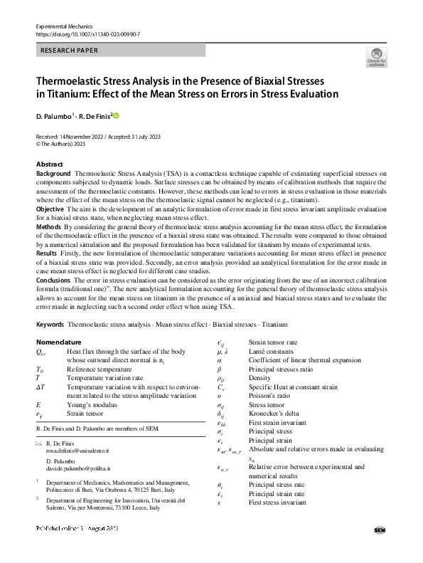 (PDF) Thermoelastic Stress Analysis in the Presence of Biaxial Stresses ...
