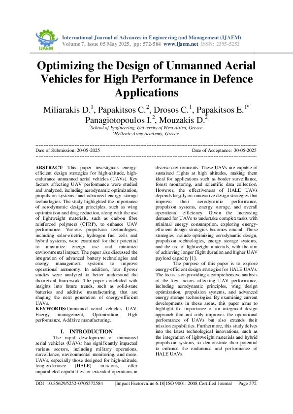 (PDF) Optimizing the Design of Unmanned Aerial Vehicles for High ...