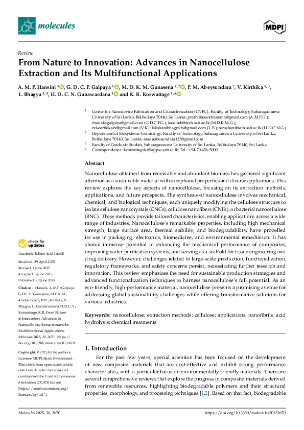 (PDF) From Nature to Innovation: Advances in Nanocellulose Extraction ...