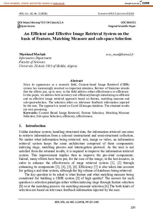 (PDF) An Efficient and Effective Image Retrieval System on the basis of ...