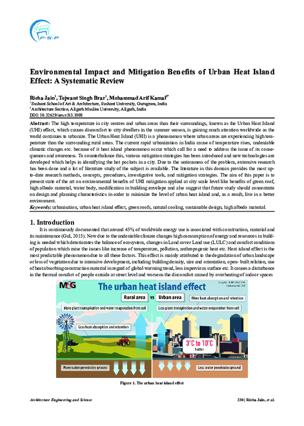 Picture of (PDF) Environmental Impact and Mitigation Benefits of Urban Heat Island ...