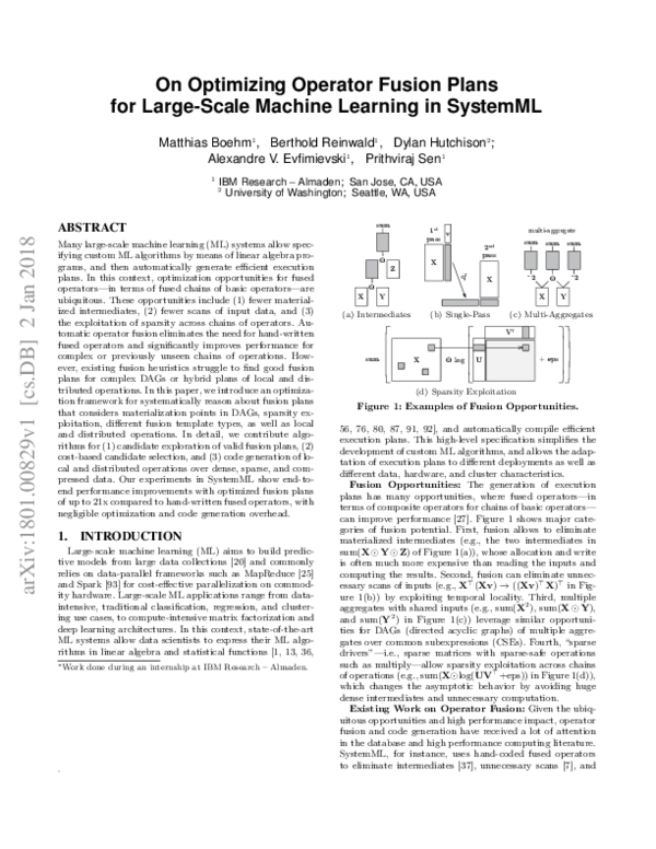 (PDF) On optimizing operator fusion plans for large-scale machine ...