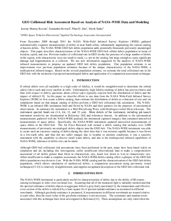 (PDF) GEO Collisional Risk Assessment Based on Analysis of NASA-WISE ...
