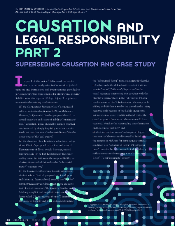 (PDF) Causation and Legal Responsibility (pt 2): Superseding Causation ...
