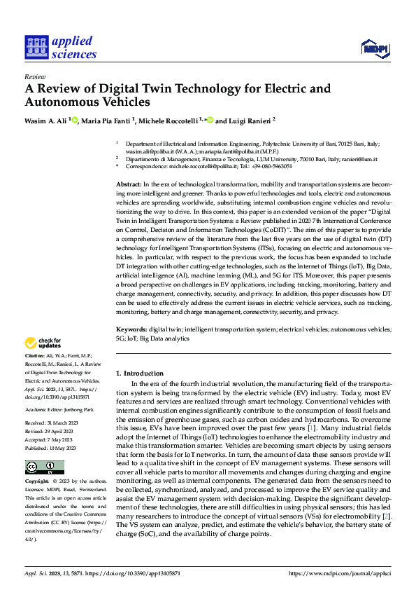 (PDF) A Review of Digital Twin Technology for Electric and Autonomous ...