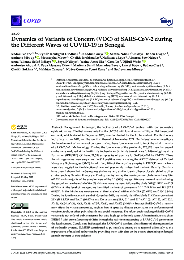 (PDF) Dynamics of Variants of Concern (VOC) of SARS-CoV-2 during the ...