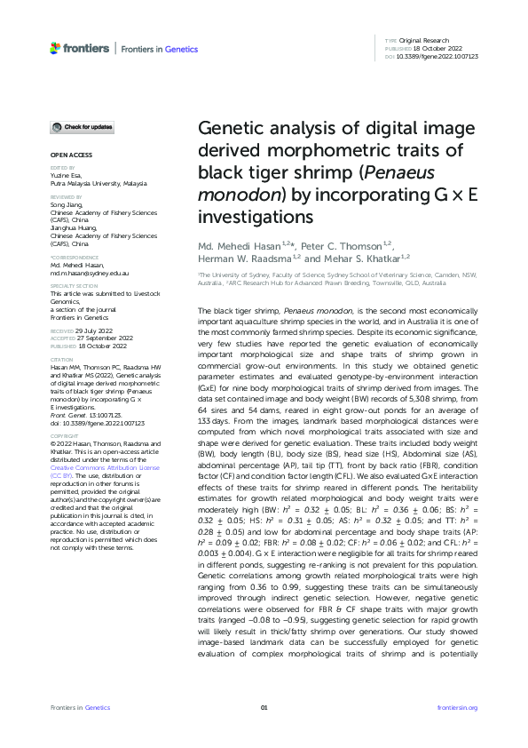 (PDF) Genetic analysis of digital image derived morphometric traits of ...