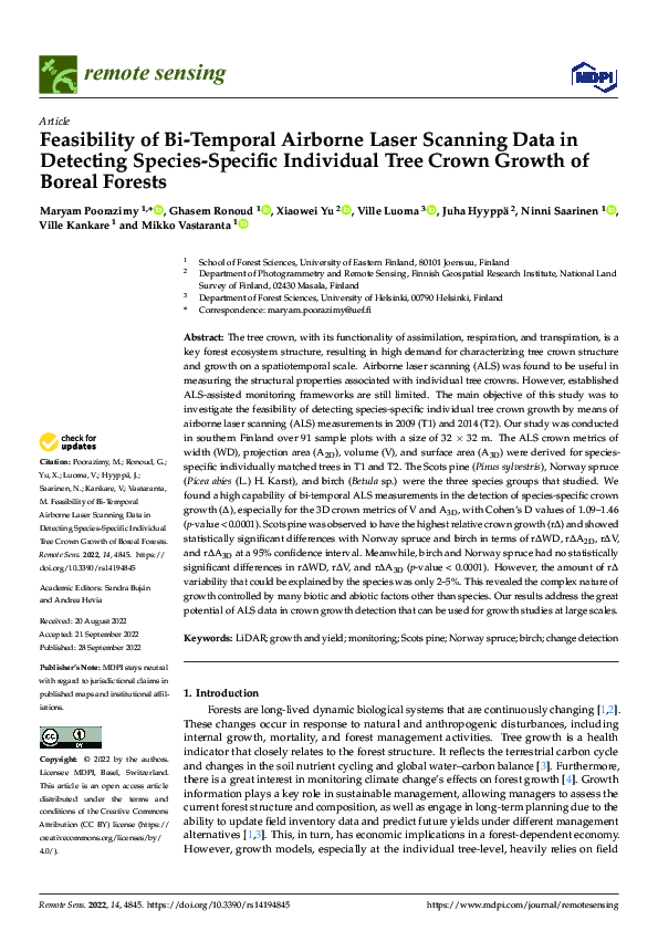 (PDF) Feasibility of Bi-Temporal Airborne Laser Scanning Data in ...