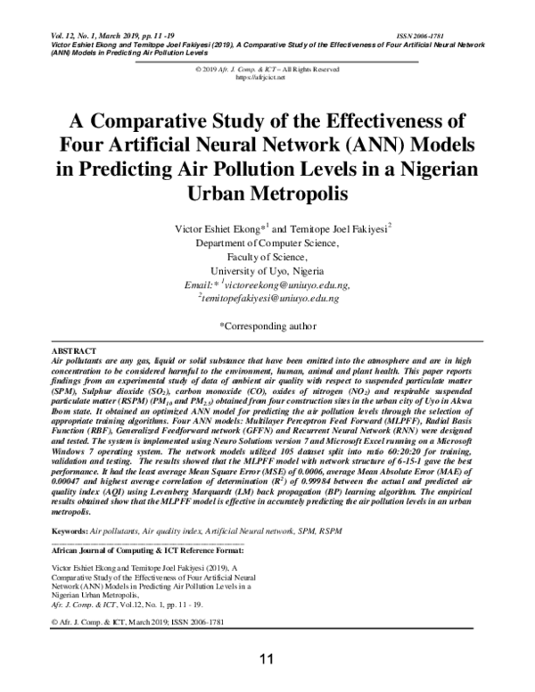(PDF) A Comparative Study of the Effectiveness of Four Artificial ...