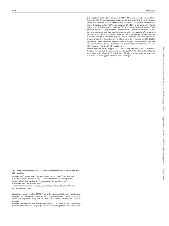 (PDF) 301 Long term sequelae after COVID-19: the different impact on ...