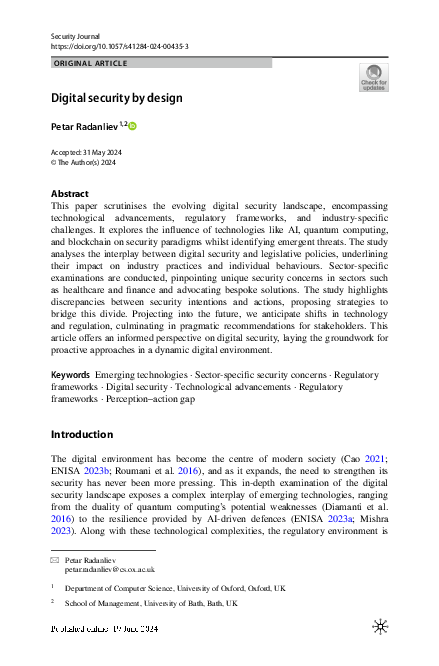 (PDF) Digital security by design