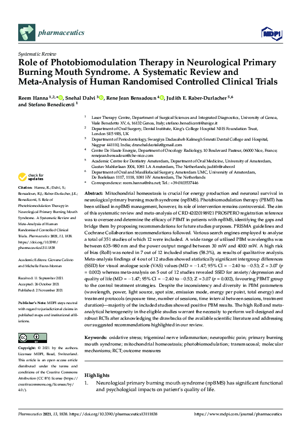 (PDF) Role of Photobiomodulation Therapy in Neurological Primary ...