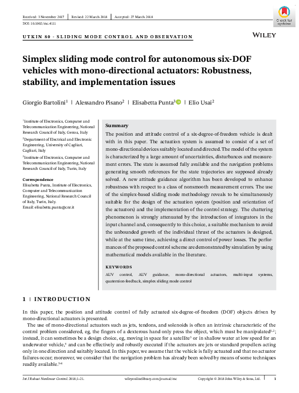 (PDF) Simplex sliding mode control for autonomous six-DOF vehicles with ...
