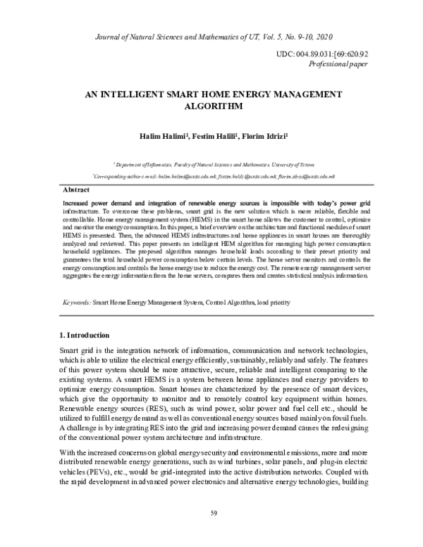 (PDF) An Intelligent Smart Home Energy Management Algorithm