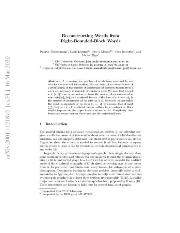 (PDF) Reconstructing Words from Right-Bounded-Block Words
