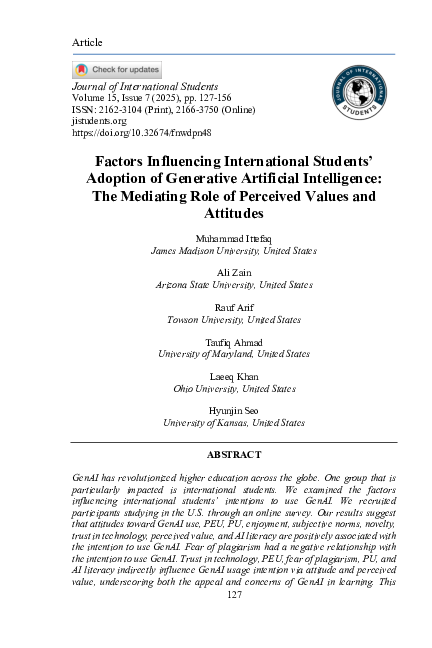 (PDF) Factors Influencing International Students' Adoption of ...