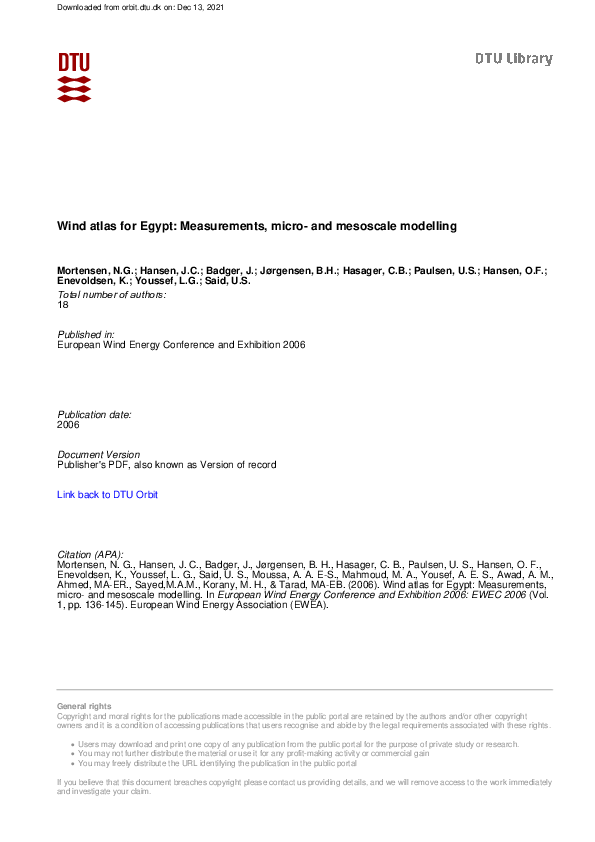 (PDF) Wind atlas for Egypt: measurements, micro-and mesoscale modelling