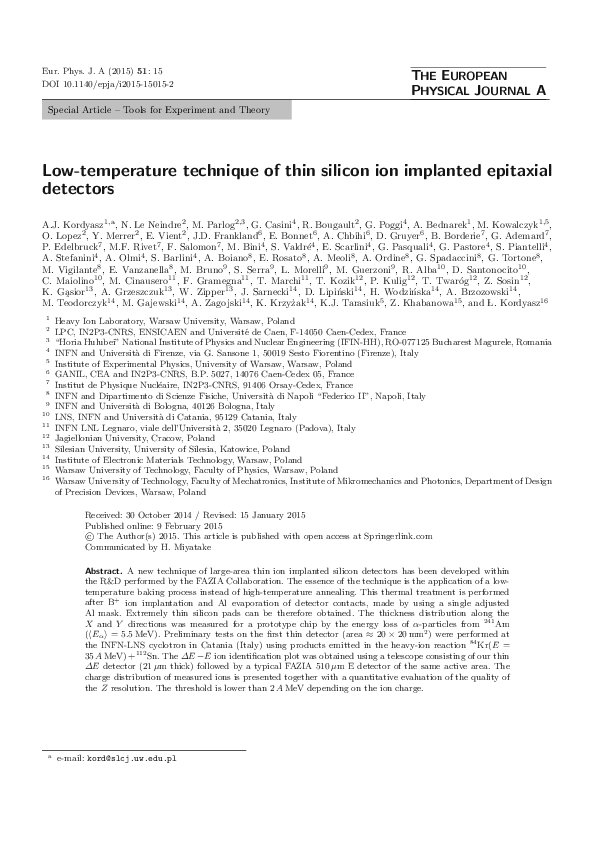 (PDF) Low-temperature technique of thin silicon ion implanted epitaxial ...