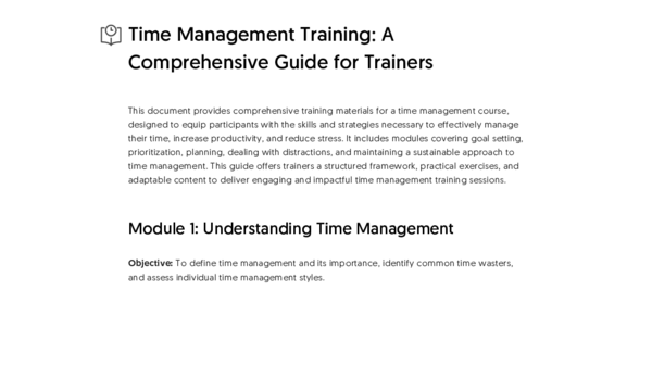 (PDF) Time Management Training: A Comprehensive Guide for Trainers