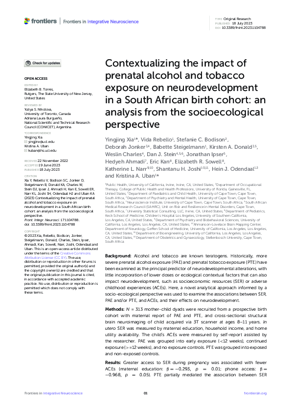 (PDF) Contextualizing the impact of prenatal alcohol and tobacco ...