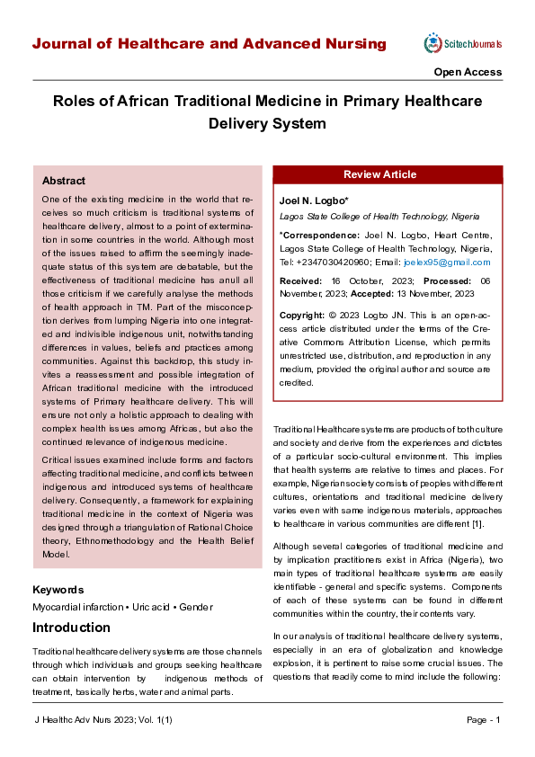 (PDF) Roles of African Traditional Medicine in Primary Healthcare ...