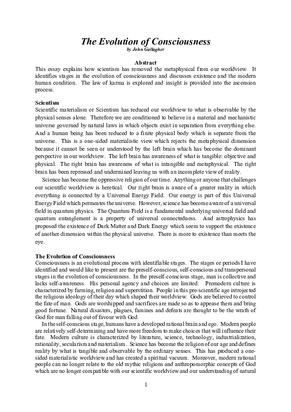 (PDF) The Evolution of Consciousness