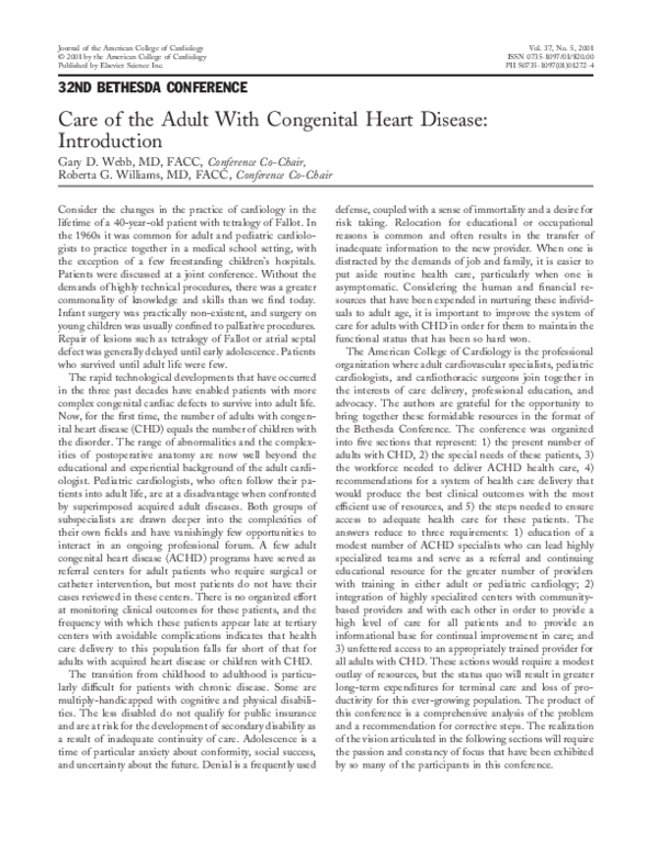 (PDF) Care of the adult with congenital heart disease: introduction