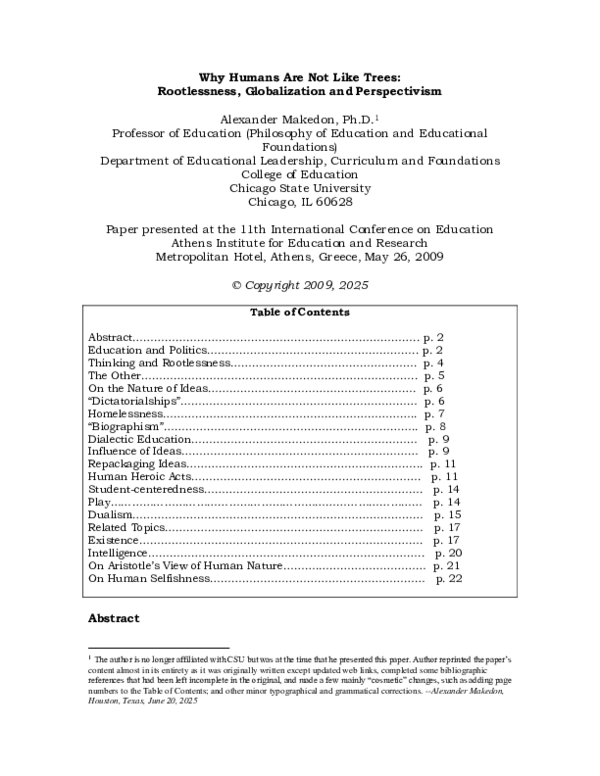 (PDF) Humans Are Not Like Trees: Rootlessness, Globalization and ...