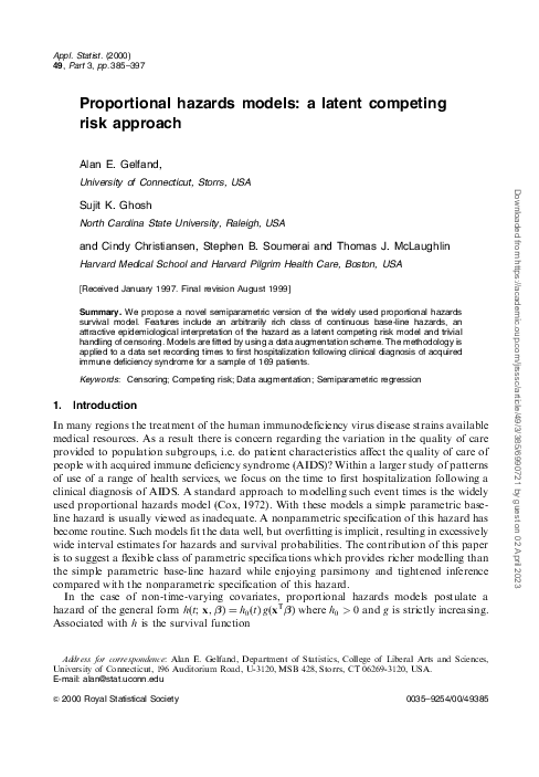 (PDF) Proportional Hazards Models: A Latent Competing Risk Approach