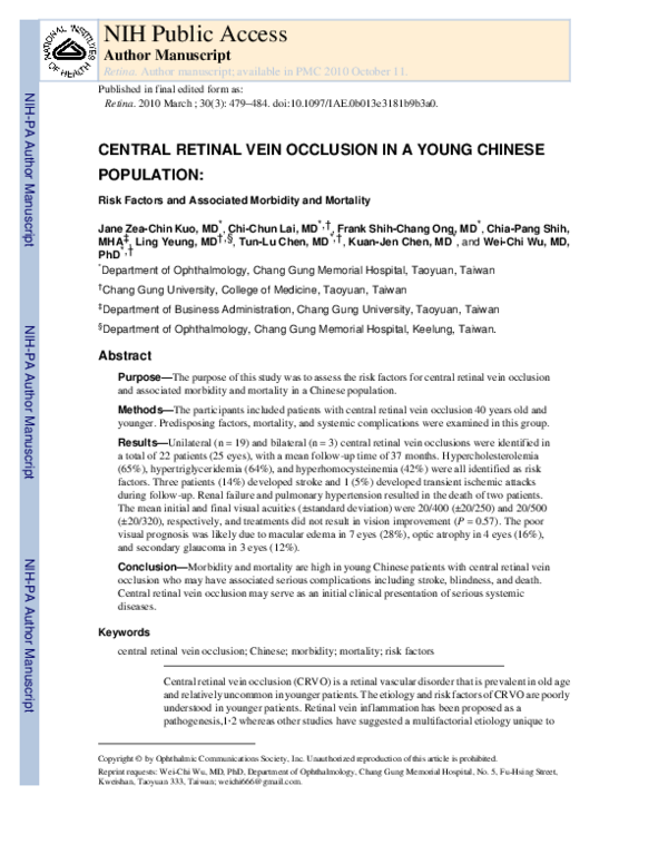 (PDF) Central Retinal Vein Occlusion in a Young Chinese Population