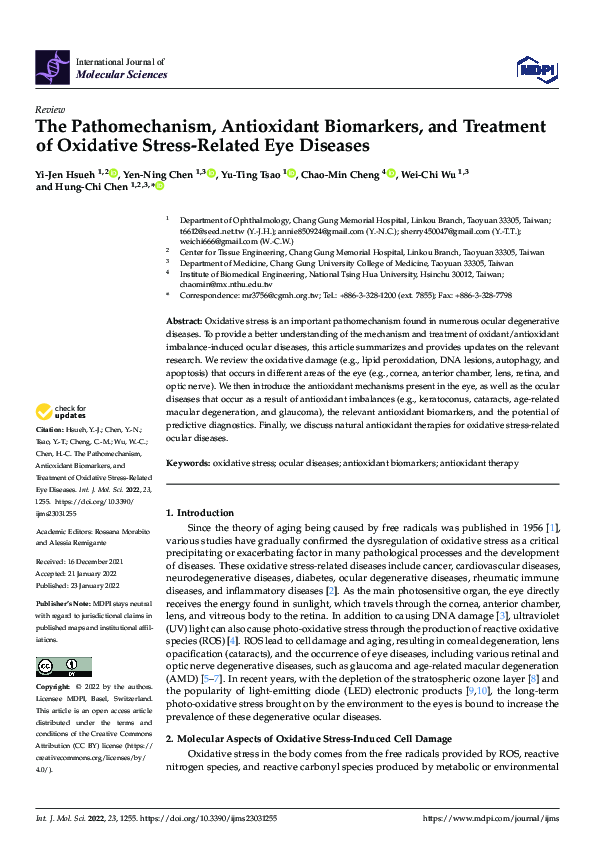 (PDF) The Pathomechanism, Antioxidant Biomarkers, and Treatment of ...