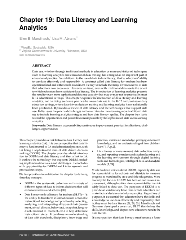 (PDF) Data Literacy and Learning Analytics